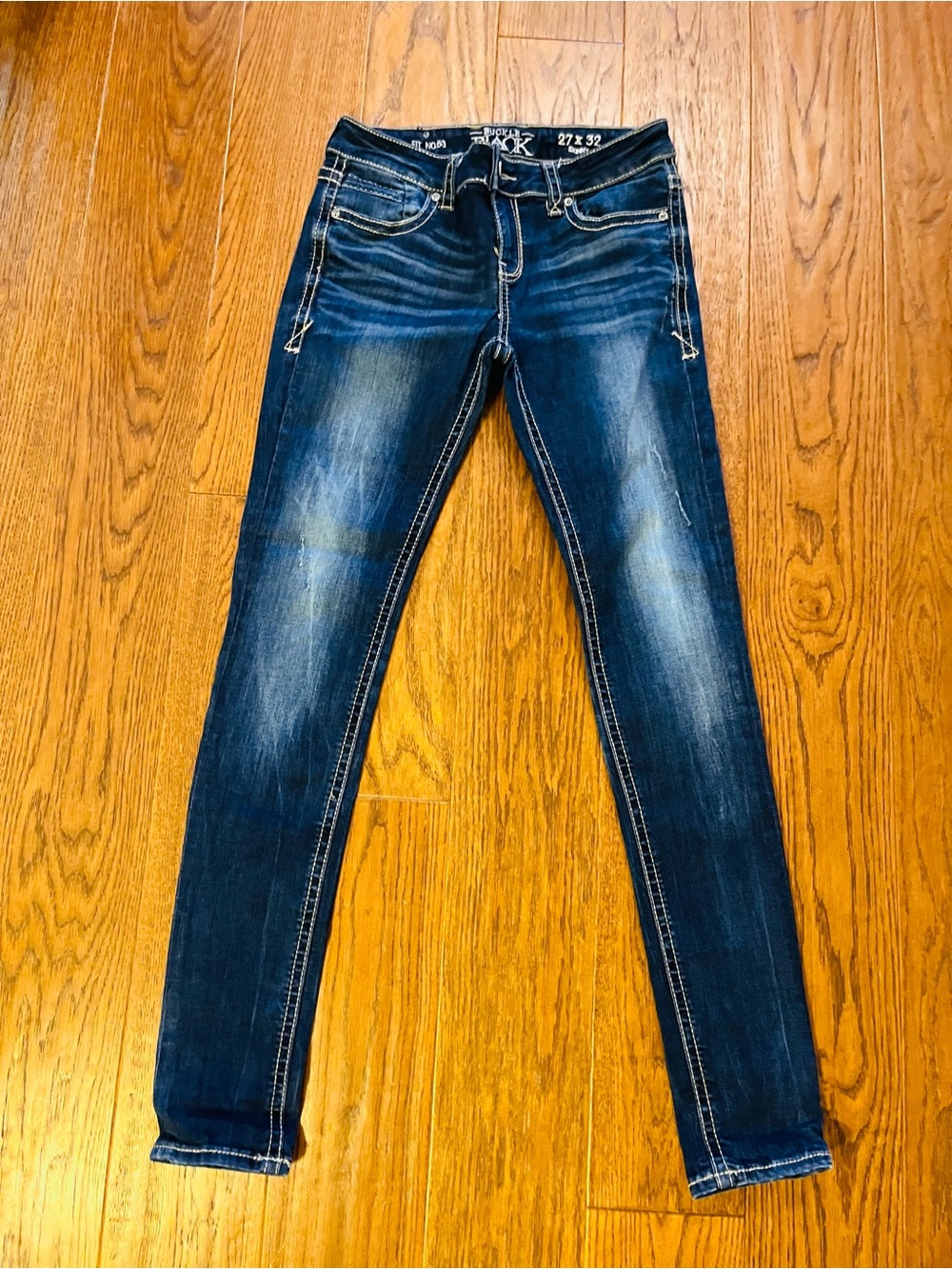 Buckle Dark Blue High-Rise Women's Jeans